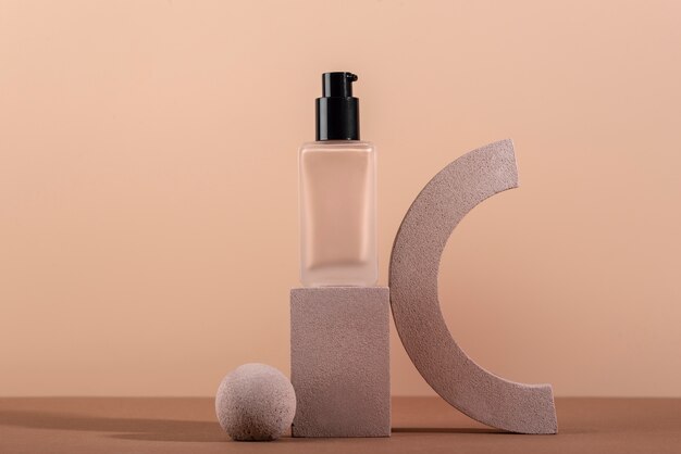 Foundation bottle advertising and geometric shapes