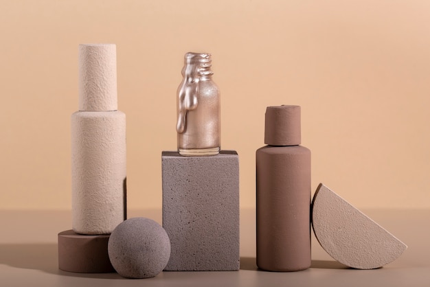 Free photo foundation bottles on stands