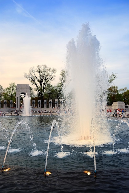 Fountain in World War II memorial Washington DC