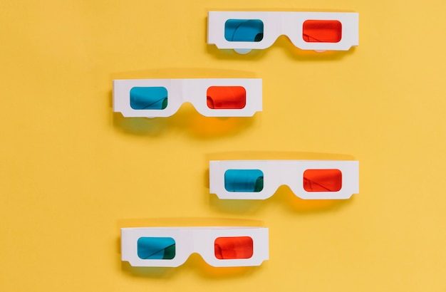 Free photo four 3d glasses