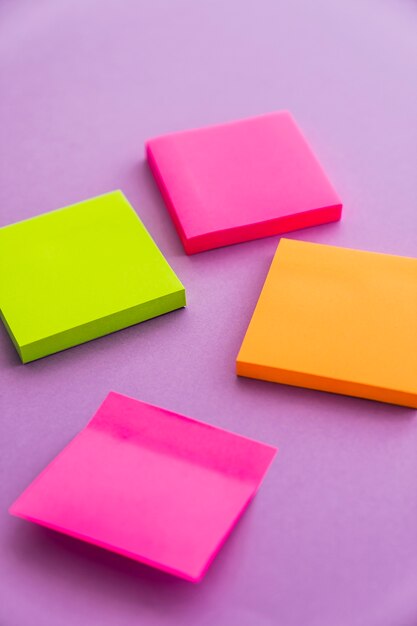Four stacks of sticky notes