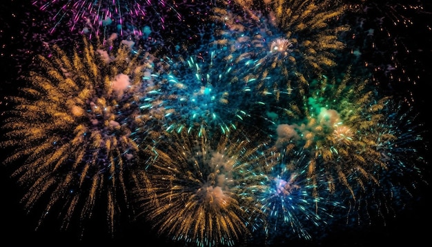 Бесплатное фото Празднование четвертого июля взрывает яркий фейерверк, созданный искусственным интеллектом