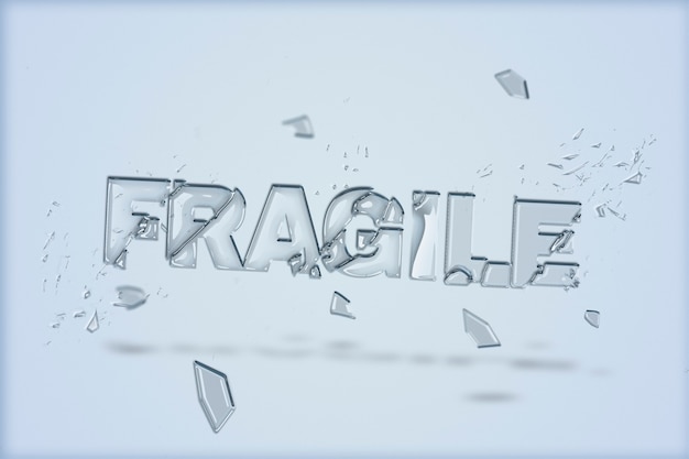 Free photo fragile text in broken glass font