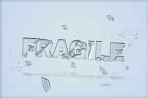 Free photo fragile text in broken glass font