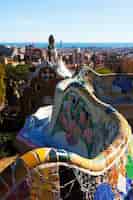 Free photo fragment of park guell in winter