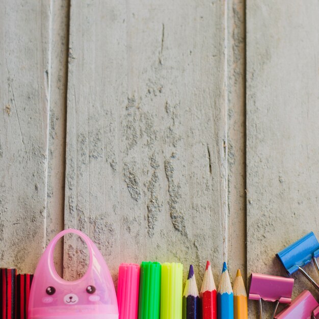 Fragments of pens and pencils