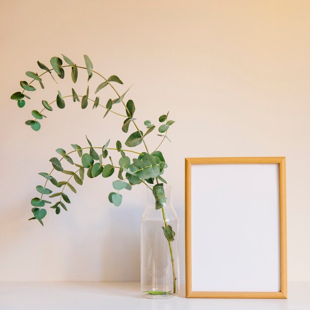 Frame next to branch in glass