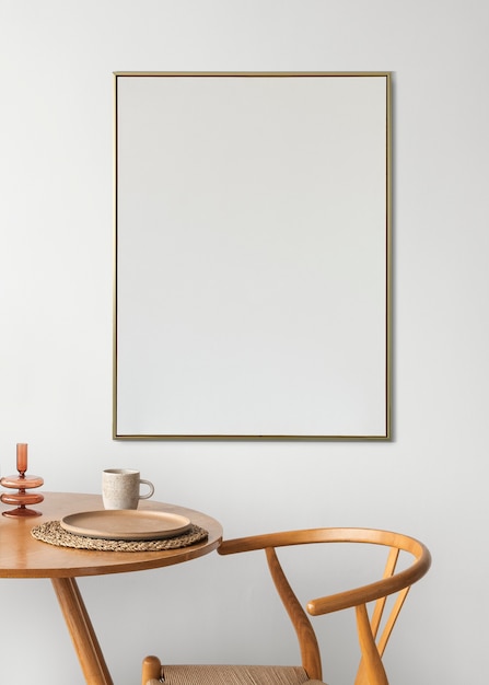 Frame by a dining table