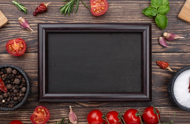 Free photo frame of cooking ingredients