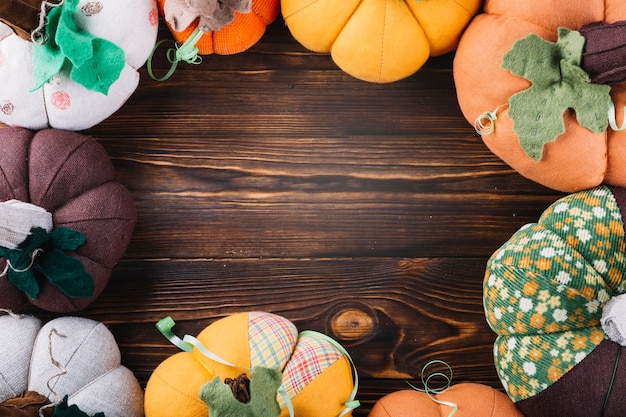 Frame of fabric pumpkins