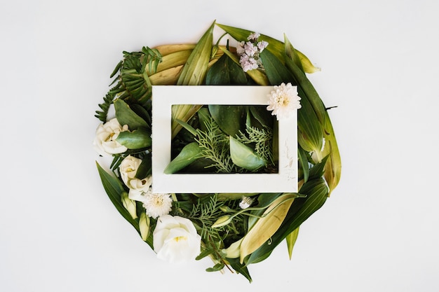 Free photo frame on flower composition