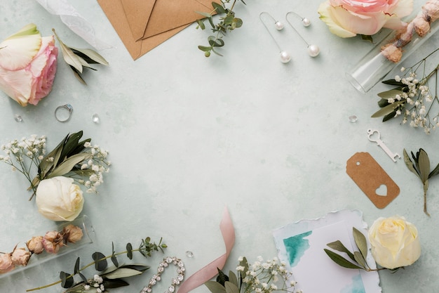 Free Photo frame formed of wedding ornaments