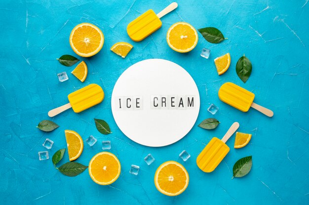 Free photo frame of ice cream with orange flavour