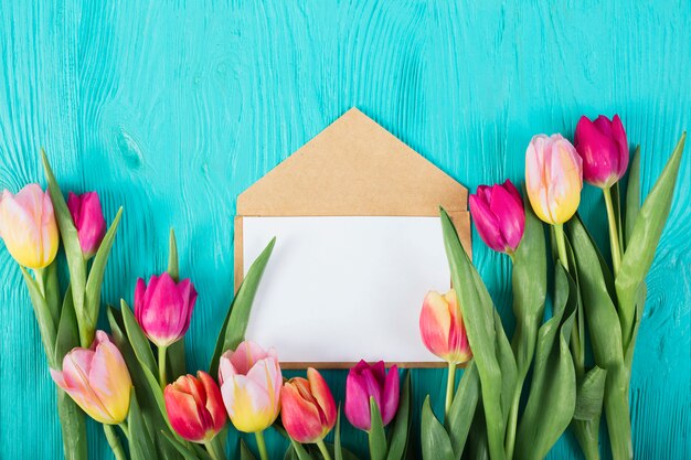 Frame letter under tulips