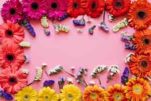 Free photo frame made of bright flowers