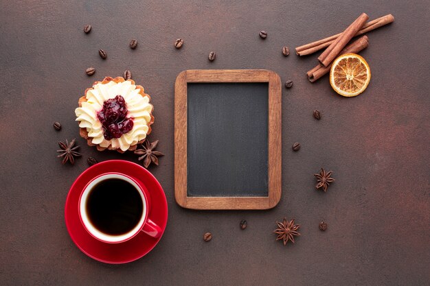 Frame mock-up with coffee