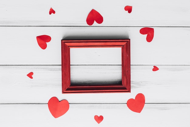 Free photo frame and paper hearts