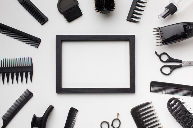 Frame surrounded by hair accessories