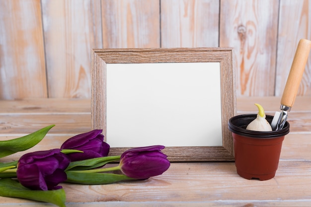 Free photo frame template with gardening concept