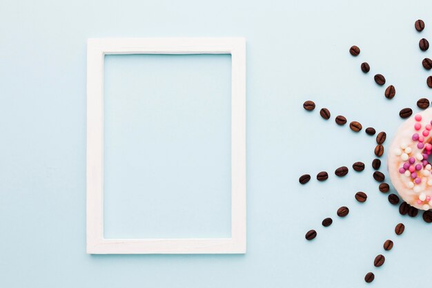 Frame with coffee beans sun