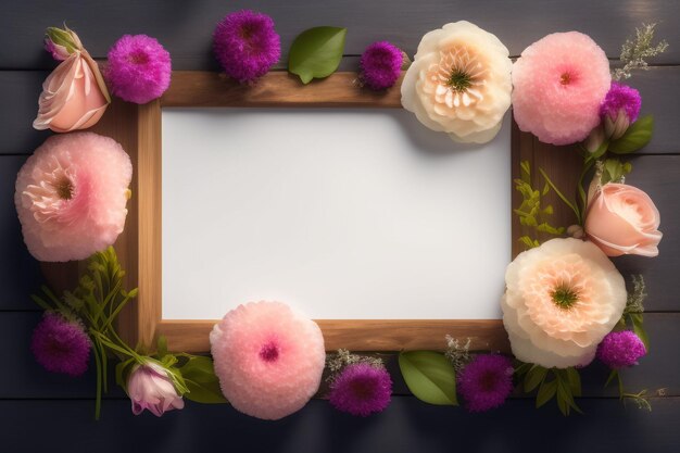 Рамка с цветами на ней с надписью "Весна"