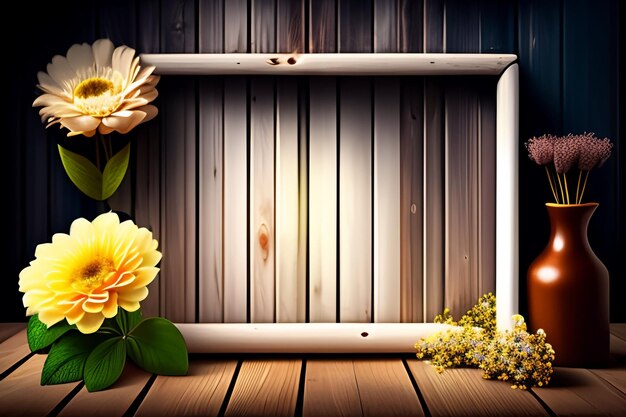 A frame with flowers on it