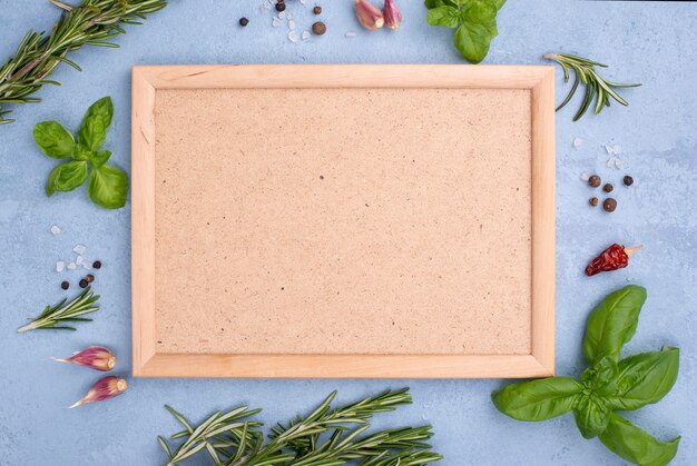 Frame with ingredients beside