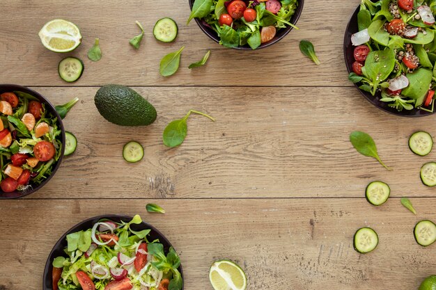 Frame with plate with salad