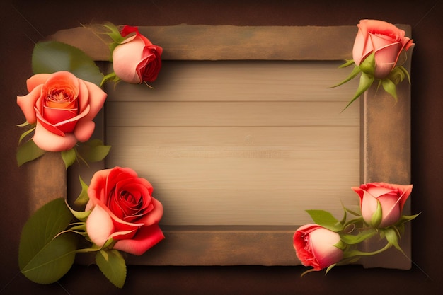 Free photo a frame with roses on it