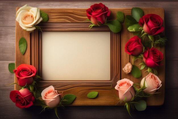 A frame with roses on it