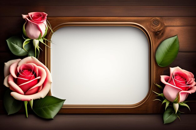 Free photo a frame with roses on it