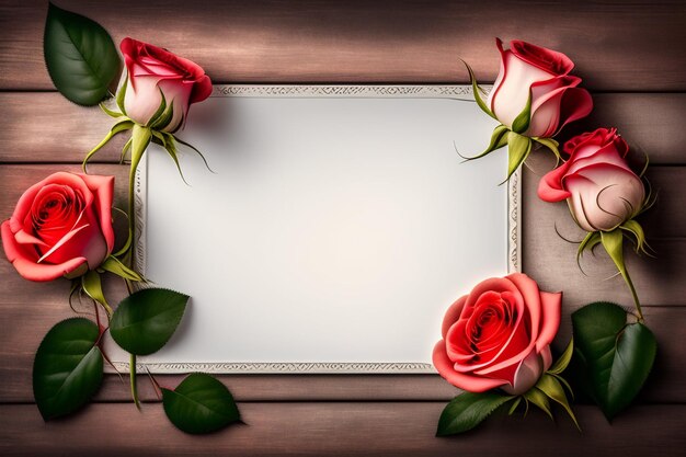 A frame with roses on it