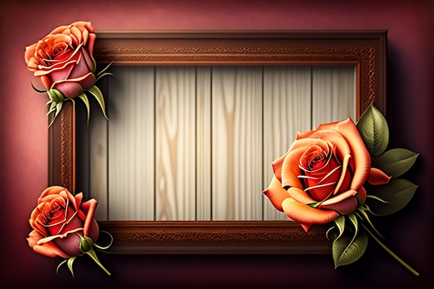 A frame with roses on it