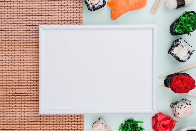 Frame with sushi for celebration