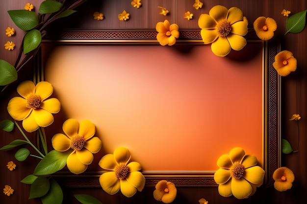 Free photo a frame with yellow flowers on it