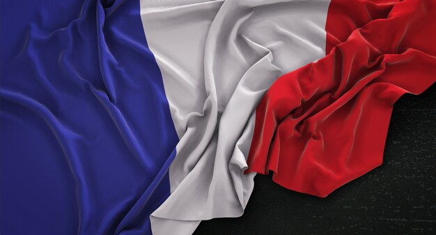 暗い背景にレンダリングされたフランスの旗3Dレンダリング