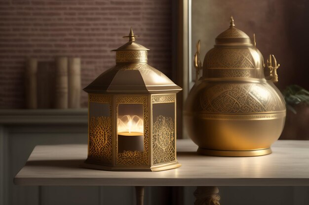 Бесплатно Фото Фон Рамадан Карим Ид Мубарак Королевская марокканская лампа Мечеть с фейерверком