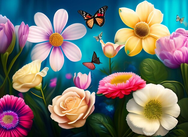 Фото бесплатно Цветы цветут цветочный букет украшение красочный красивый фон садовые цветы растительный узор