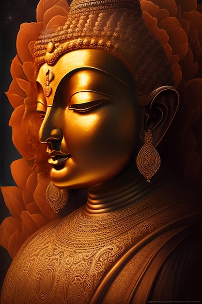 Free photo Gautum Buddha Vesak Purnima Statue Symbol of Peace Background