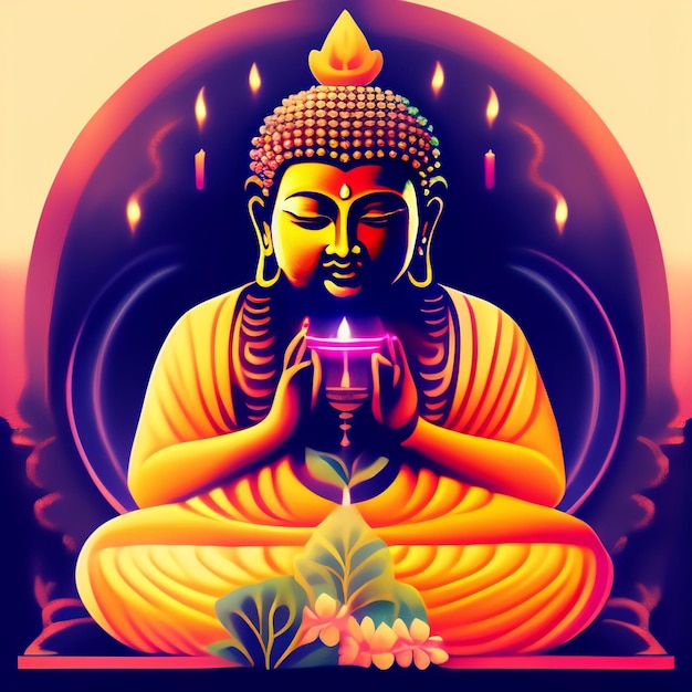 Foto gratuita foto gratis gautum buddha vesak purnima statua simbolo della pace sfondo