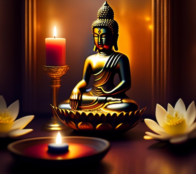 Free photo free photo gautum buddha vesak purnima statue symbol of peace background