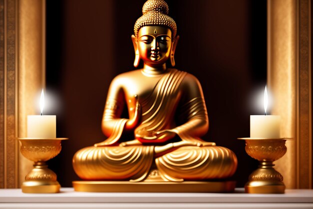 Free photo Gautum Buddha Vesak Purnima Statue Symbol of Peace Background