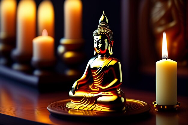 Free photo free photo gautum buddha vesak purnima statue symbol of peace background