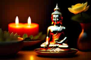 Free photo free photo gautum buddha vesak purnima statue symbol of peace background