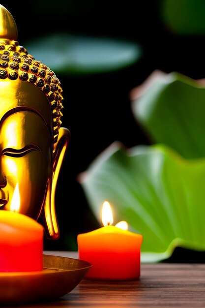 Free photo Gautum Buddha Vesak Purnima Statue Symbol of Peace Background