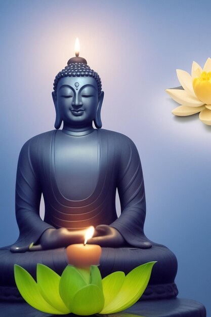 Free photo Gautum Buddha Vesak Purnima Statue Symbol of Peace Background