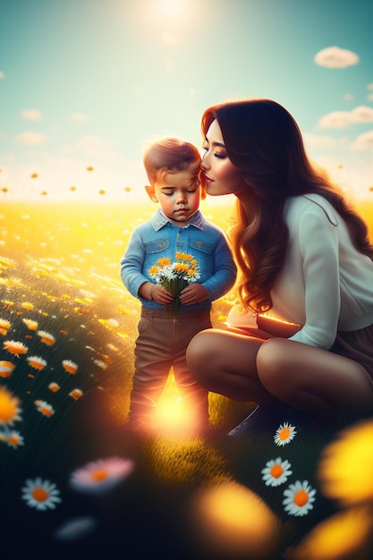 Foto gratuita foto gratis felice festa della mamma mamma e bambino amore sfondo carta da parati