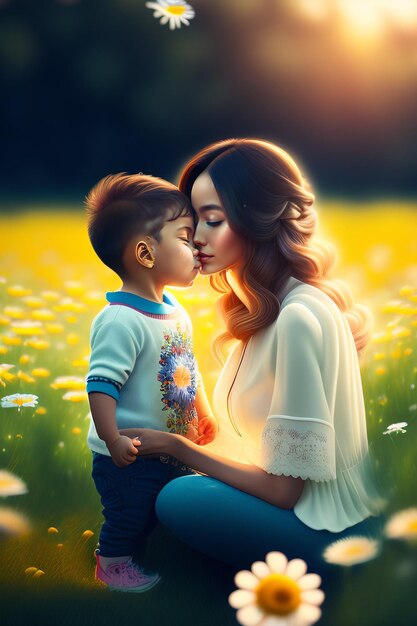 Free photo happy mothers day mom and child love background wallpaper