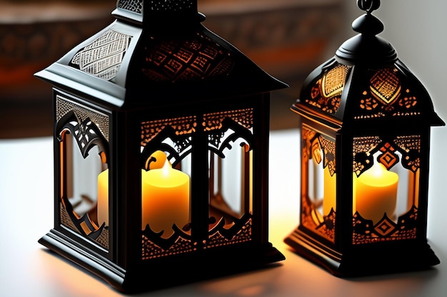 Бесплатно Фото Рамадан Карим Ид Мубарак Старомодный марокканский фон лампы