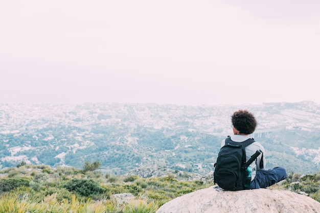 Free photo freedom concept with hiker on mountain